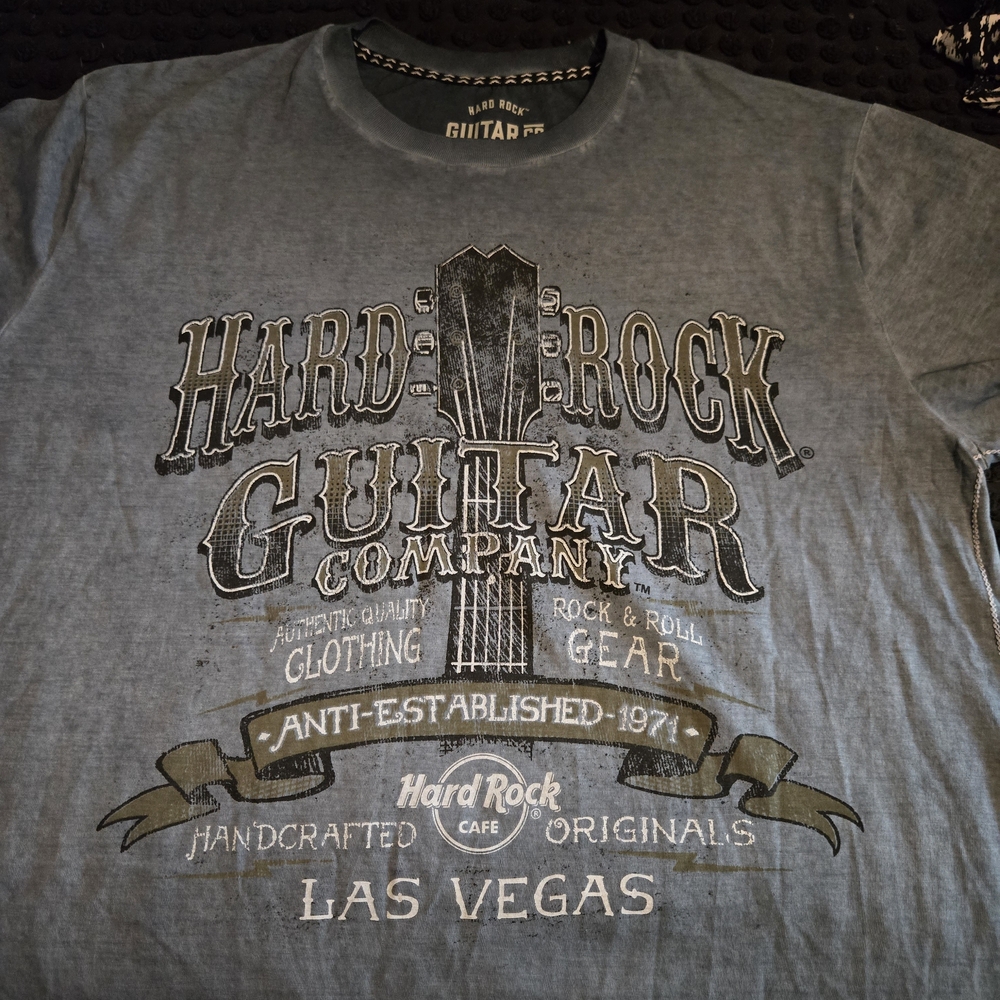 Hard Rock Cafe Slate Blue Guitar Company Las Vegas Tee